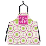 Pink & Green Suzani Apron Without Pockets w/ Monogram