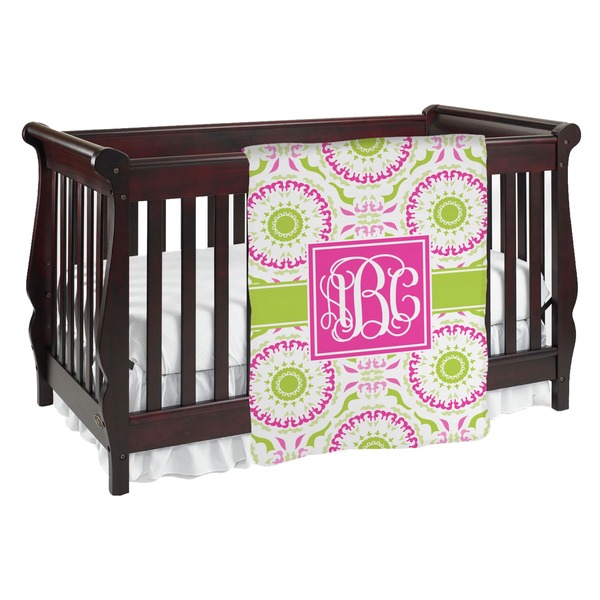 Custom Pink & Green Suzani Baby Blanket (Personalized)