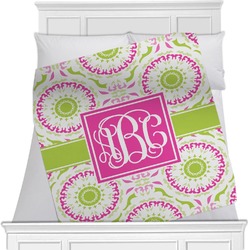 Pink & Green Suzani Minky Blanket - Twin / Full - 80"x60" - Double Sided (Personalized)