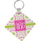 Pink & Green Suzani Personalized Diamond Key Chain