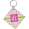 Pink & Green Suzani Diamond Plastic Keychain w/ Monogram