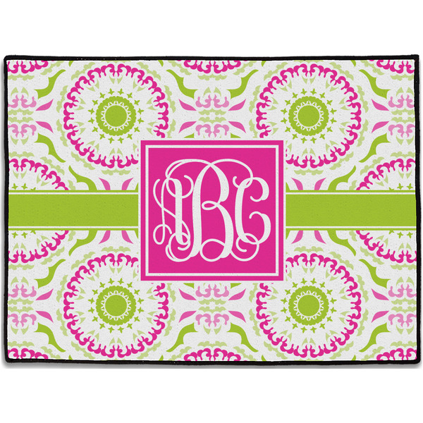Custom Pink & Green Suzani Door Mat - 24"x18" (Personalized)
