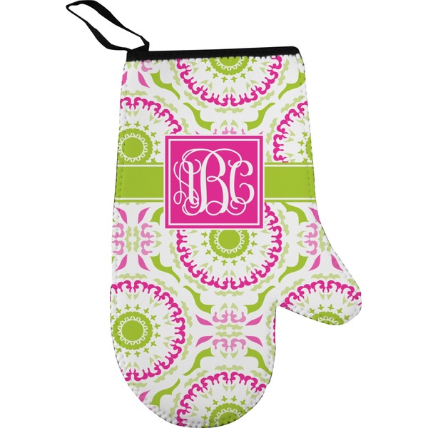 Pink & Green Suzani Personalized Oven Mitt