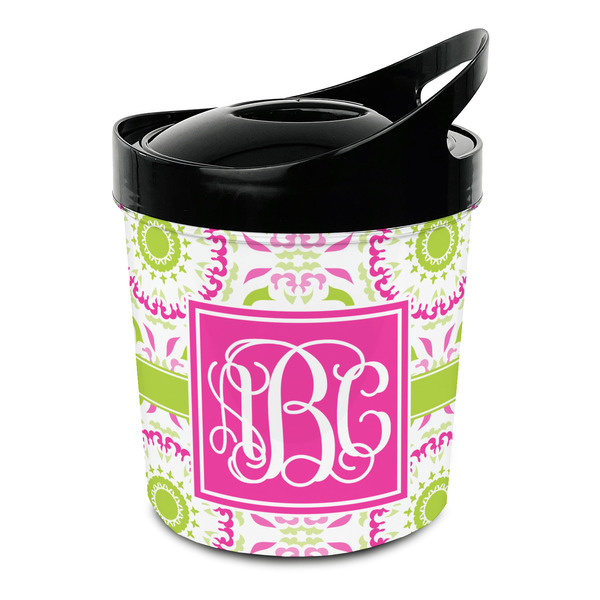 Custom Pink & Green Suzani Plastic Ice Bucket (Personalized)