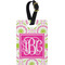 Pink & Green Suzani Plastic Luggage Tag - Rectangular w/ Monogram