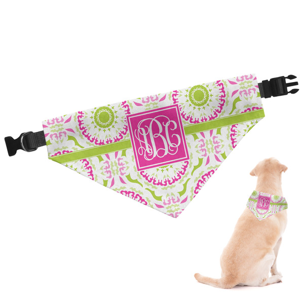 Custom Pink & Green Suzani Dog Bandana - XLarge (Personalized)