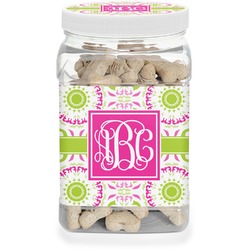 Pink & Green Suzani Dog Treat Jar (Personalized)