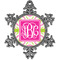 Pink & Green Suzani Vintage Snowflake Ornament (Personalized)