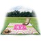 Pink & Green Suzani Picnic Blanket - with Basket Hat and Book - in Use