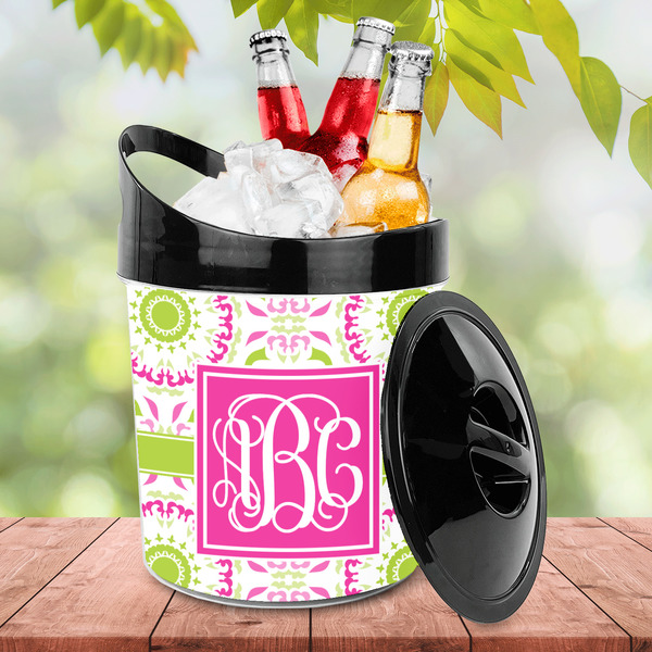 Pink & Green Suzani Plastic Ice Bucket - LIFESTYLE