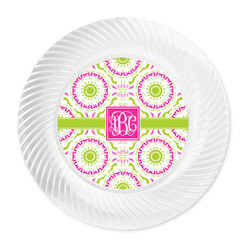 Pink & Green Suzani Plastic Party Dinner Plates - 10" (Personalized)