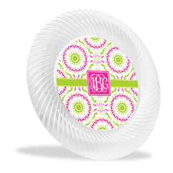 Pink & Green Suzani Plastic Party Dinner Plates - 10" (Personalized)