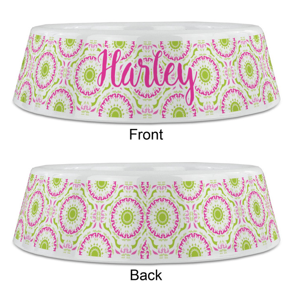 Pink & Green Suzani Plastic Pet Bowls - Large - APPROVAL