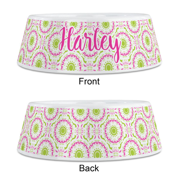 Pink & Green Suzani Plastic Pet Bowls - Medium - APPROVAL