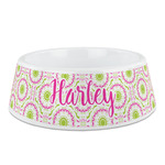 Pink & Green Suzani Plastic Dog Bowl (Personalized)