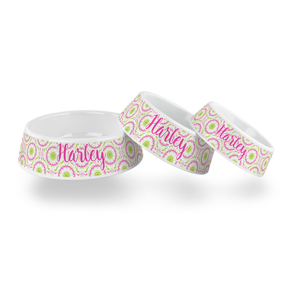 Pink & Green Suzani Plastic Pet Bowls - PARENT MAIN