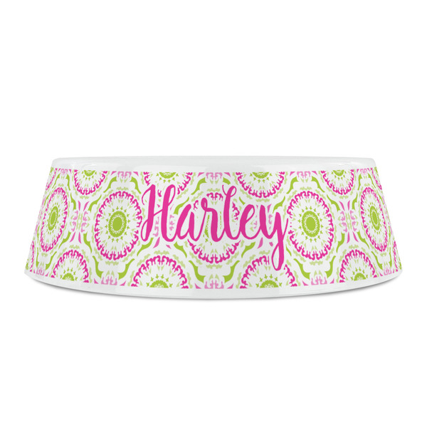 Pink & Green Suzani Plastic Pet Bowls - Small - FRONT