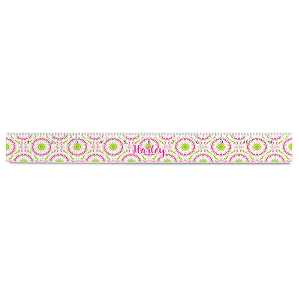 Pink & Green Suzani Plastic Ruler - 12" - FRONT