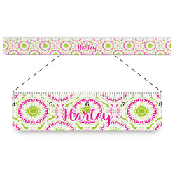 Pink & Green Suzani Plastic Ruler - 12" (Personalized)
