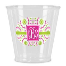Pink & Green Suzani Plastic Shot Glass (Personalized)