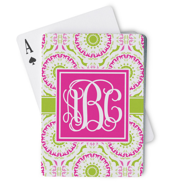 Custom Pink & Green Suzani Playing Cards (Personalized)