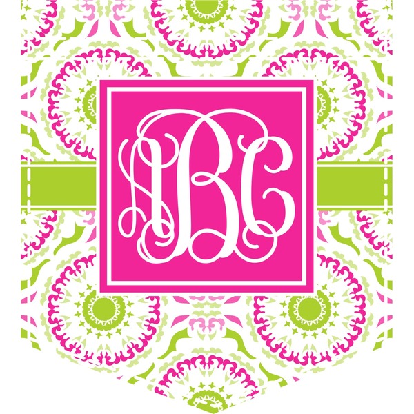 Custom Pink & Green Suzani Iron On Faux Pocket (Personalized)