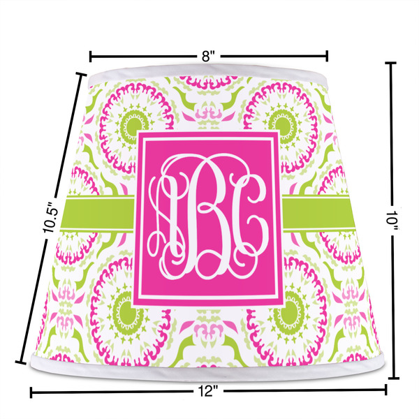 Pink & Green Suzani Poly Film Empire Lampshade - Dimensions