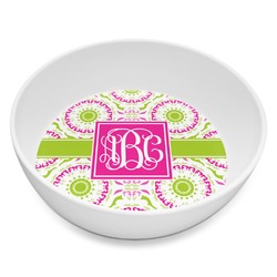Pink & Green Suzani Melamine Bowl - 8 oz (Personalized)