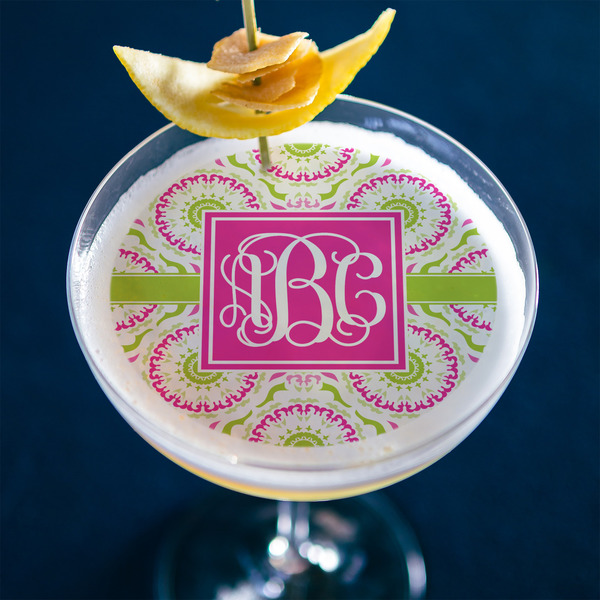 Pink & Green Suzani Printed Drink Topper - Large - In Context