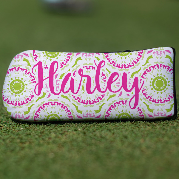 Custom Pink & Green Suzani Blade Putter Cover (Personalized)