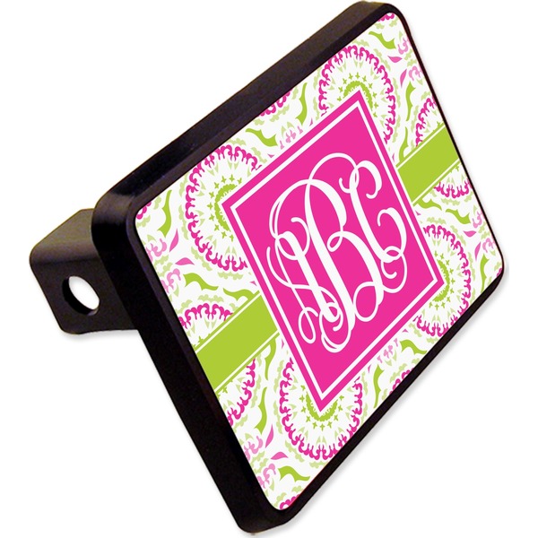 Custom Pink & Green Suzani Rectangular Trailer Hitch Cover - 2" (Personalized)
