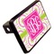 Pink & Green Suzani Rectangular Car Hitch Cover w/ FRP Insert (Angle View)