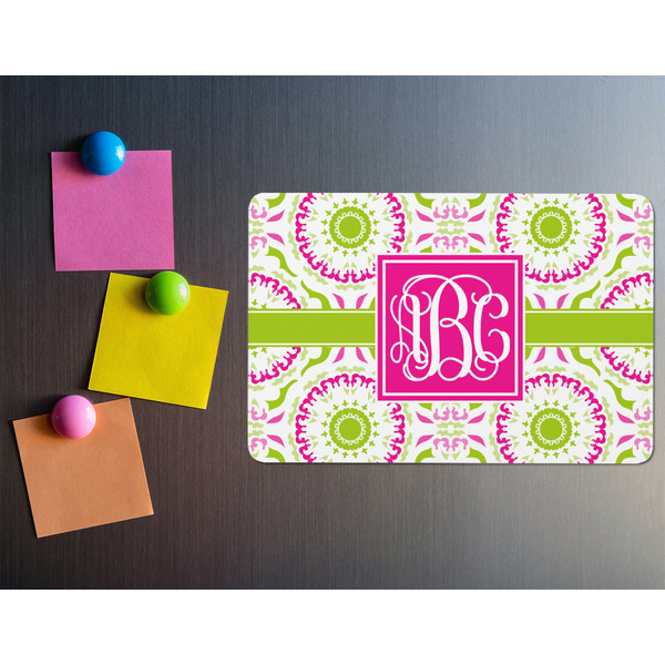 Pink & Green Suzani Rectangular Fridge Magnet - LIFESTYLE