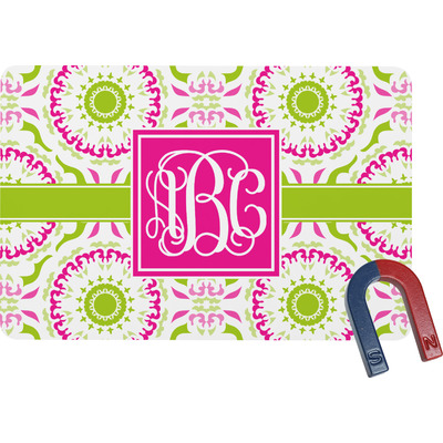 Pink & Green Suzani Rectangular Fridge Magnet (Personalized)