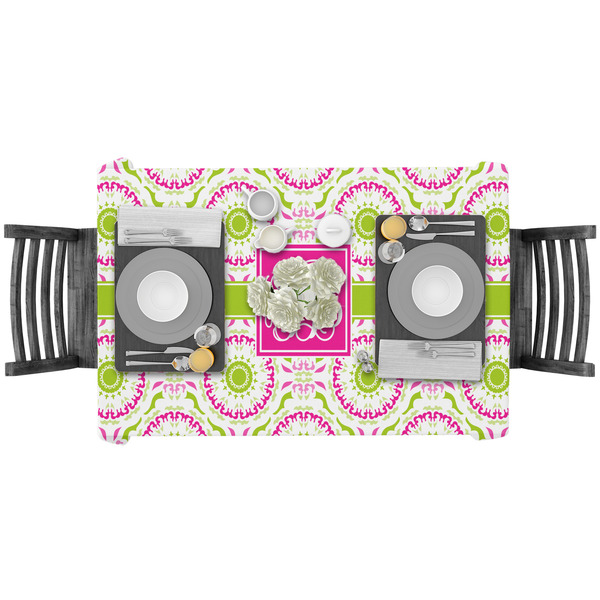 Pink & Green Suzani Rectangular Tablecloths - LIFESTYLE