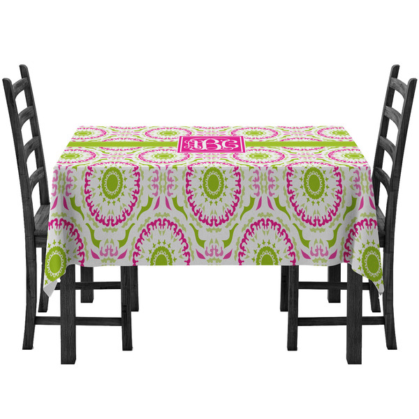 Pink & Green Suzani Rectangular Tablecloths - Side View