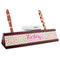 Pink & Green Suzani Red Mahogany Nameplates with Business Card Holder - Angle