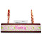Pink & Green Suzani Red Mahogany Nameplates with Business Card Holder - Straight