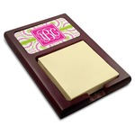 Pink & Green Suzani Red Mahogany Sticky Note Holder (Personalized)
