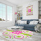 Pink & Green Suzani Round Area Rug - IN CONTEXT