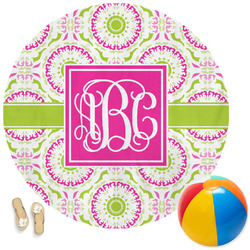 Pink & Green Suzani Round Beach Towel (Personalized)