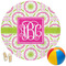Pink & Green Suzani Round Beach Towel (Personalized)