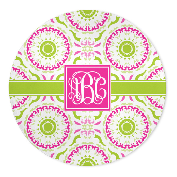 Custom Pink & Green Suzani 5' Round Indoor Area Rug (Personalized)