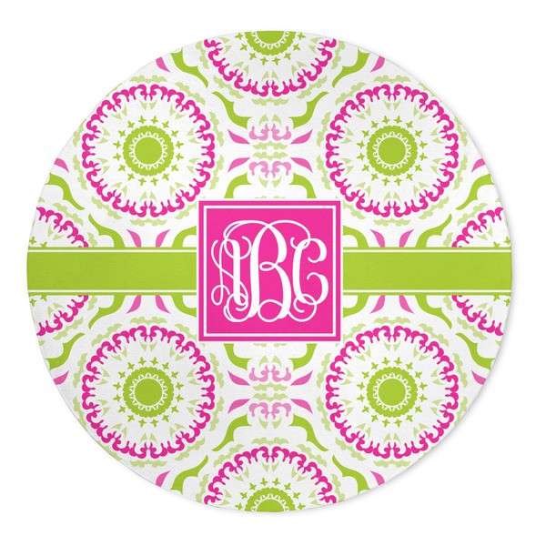 Custom Pink & Green Suzani 5' Round Indoor Area Rug (Personalized)