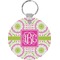 Pink & Green Suzani Round Plastic Keychain (Personalized)