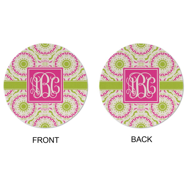 Pink & Green Suzani Round Linen Placemats - APPROVAL (double sided)