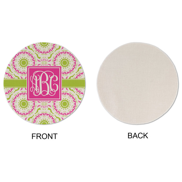 Pink & Green Suzani Round Linen Placemats - APPROVAL (single sided)