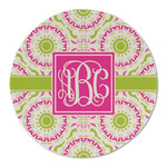 Pink & Green Suzani Round Linen Placemat - Single Sided (Personalized)