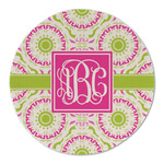 Pink & Green Suzani Round Linen Placemat (Personalized)