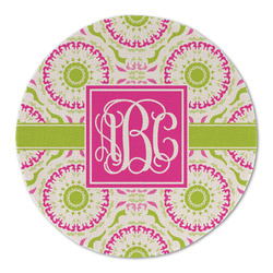 Pink & Green Suzani Round Linen Placemat (Personalized)